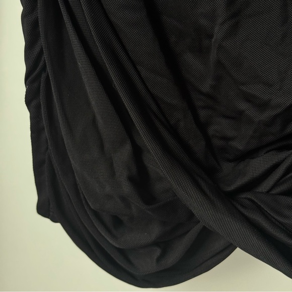 NWT BCBG MAXAZRIA ASYMMETRICAL OPEN BACK CHAIN LONG SLEEVE MESH NYE MINI DRESS - Picture 10 of 12